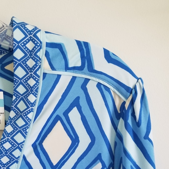 J. McLaughlin blue off-white Catalina cloth Emer dress NWT - Picture 3 of 7